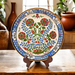 Vintage Hand-Painted Keramik Rodos Greece "Lindos" 9.5" Decorative Plate